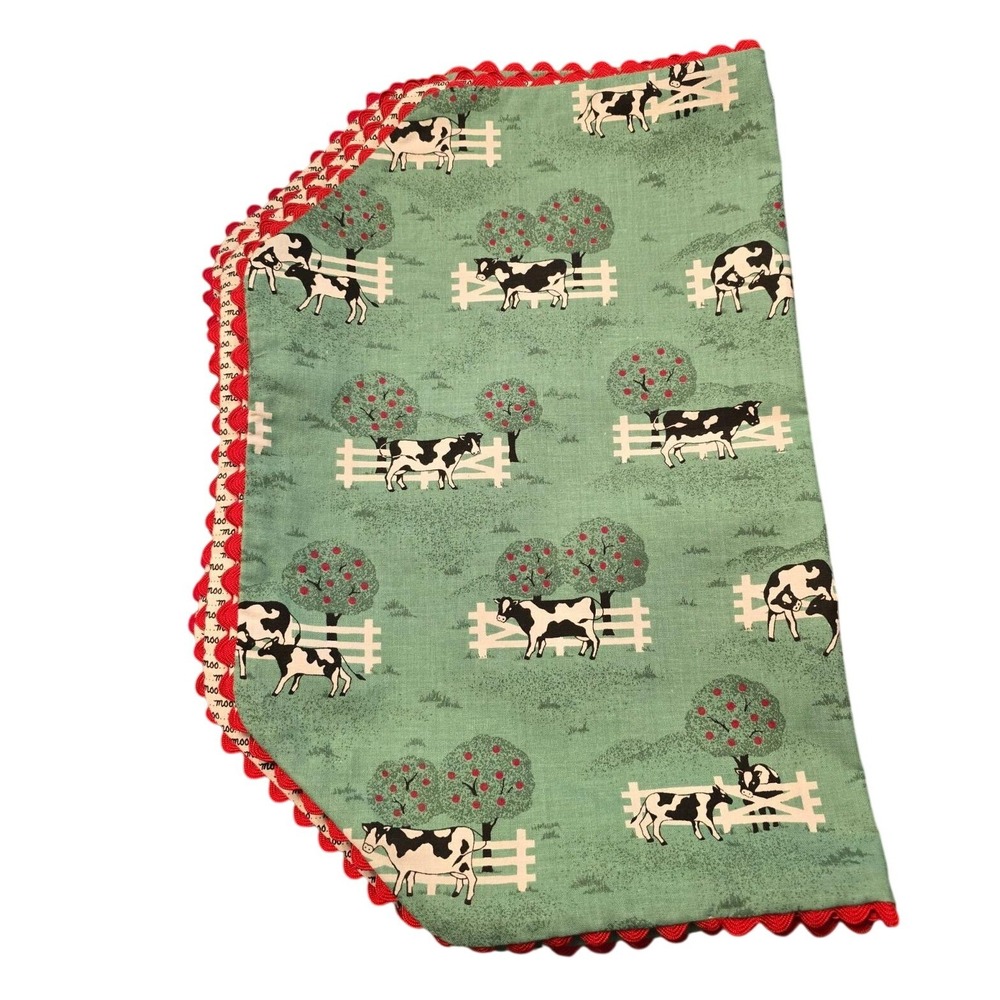 NEW Handmade Reversible Cow 6 Placemats Cottagecore  Farmhouse handsewn Cotton